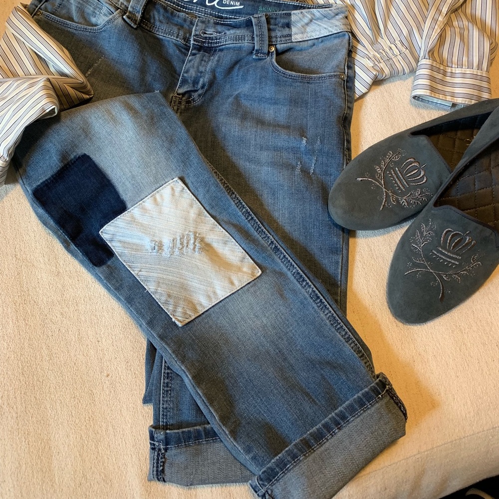Inc. Patchwk. Crop Jeans. Worn1x. Sz 4 fits like 6